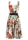 White Floral Hawaiian 50's PinUp Retro Vintage Swing Dress