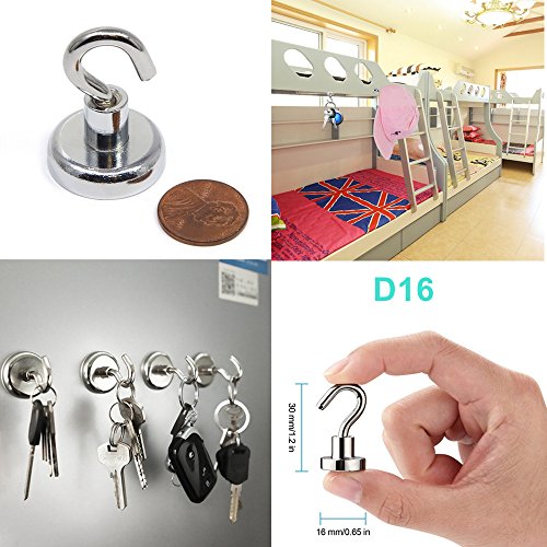 Magnetic Hooks, OUHL Powerful 40LB/10LB Heavy Duty Magnet Hook Hanging Keys Tools,Perfect for Kitchen Garage Home Work Office Space (2 Piece D25 + 2 Piece D16)
