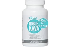 FijiKava Noble Kava Kava Capsules, 600mg Kavalactones Per Serving, Natural Relaxation & Sleep Support Supplement, Vegan & Non-GMO, 120-Count, Premium Piper Methysticum for Calm & Stress Relief