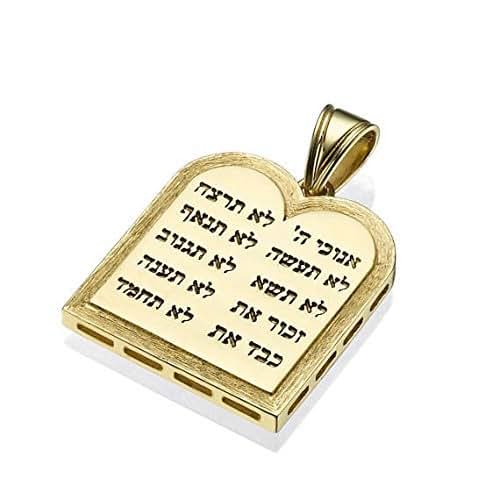 Ten Commandments 14k Yellow Gold Pendant Jewish Pendant