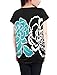 Allegra K Women Batwing Sleeves Flower Loose Tunic Top M Turquoise