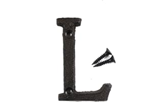 KiaoTime 3" Vintage Decorative Cast Iron Metal Alphabet Letters Wall Sign Hanging Address Name Sign Letter 'L'