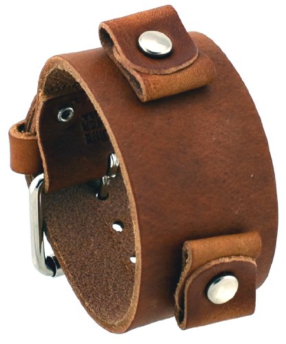 #BG-B Unisex Shorter Length Wide Brown Leather Cuff Watch Band