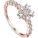 BOHG Jewelry Women's 18k Rose Gold Plated Cubic Zirconia Snowflakes Eternity Ring Engagement Wedding Band