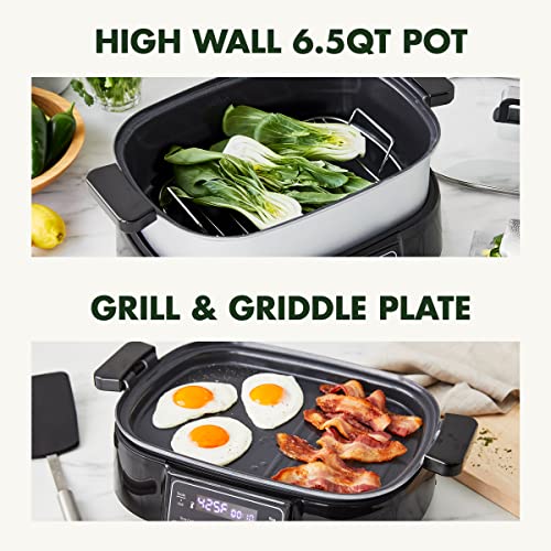 GreenPan Stainless Steel 8in1 Skillet Grill & Slow Cooker, Presets to