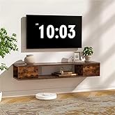 GHC Floating TV Stand, Wall Mounted Entertainment Center and Cabinet Shelf, TV Console with Storage, Media Console for DVD Player, Space-Saving Under TV Shelf for Bedroom (Rustic Brown)