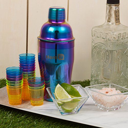 Homiu, Qualitativer Edelstahl Cocktail – Shaker, Füllmenge 550ml und Ästhetischem Regenbogen Design (Barkeeper… – Bild 3