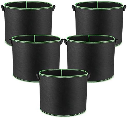 3 Gallon Grow Bags with Handles, Durable and Aesthetic. Honeforest Aeration Fabric Pots(5 Pack)- Ideal Plant Pots for Tomatoes, Peppers, Potatoes, Cucumbers, Beans, Onions, etc