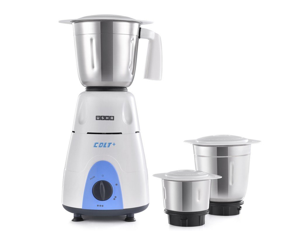 Usha Colt Plus MG 3772 750-Watt Copper motor Mixer Grinder with 3 Jars (White/Blue)