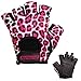 Contraband Pink Label 5297 Womens Design Series Leopard Print Lifting & Rowing Gloves (Pair) - Lightweight Vegan Medium Padded Microfiber Amara Leather w/Griplock Silicone (Pink/White Small)