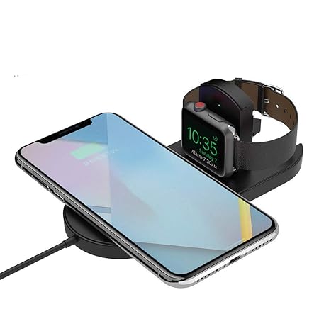 Jackcer 2 in 1 Qi Wireless-Ladegerät für iPhone XS/Max/XR/X / 8 Xiaomi Mix / 3 / 2s Samsung S9 / S8 / Note 8/9 Schnellladesta