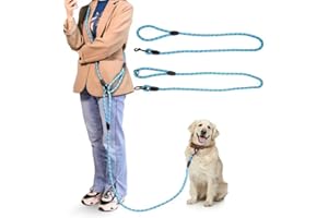 JOPOY Hands Free Dog Leash 9.8ft Rope Crossbody Dog Leash Reflective for Large Medium Small Dogs Walking, Jogging and Running，Dog Training Leash (Blue, 9.8Ft)