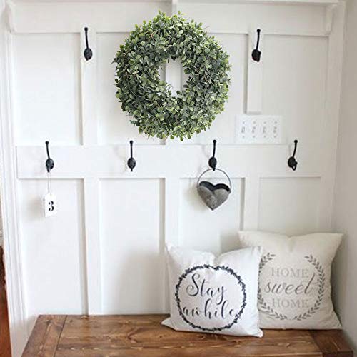 Nahuaa Boxwood Wreath for Front Door Decor, 17" Artificial Greenery Wreath Farmhouse Garland Home Office Housewarming Gift Greenery Decorations