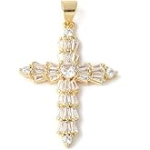 Clotiry 5Pcs Brass Micro Cubic Zirconia Cross Pendants Mini Golden Clear Rhinestone Charms for DIY Jewelry Making