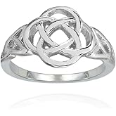 Hoops & Loops 925 Sterling Silver Filigree Five-Fold Celtic Irish Knot Ring for Women, Size 5-10