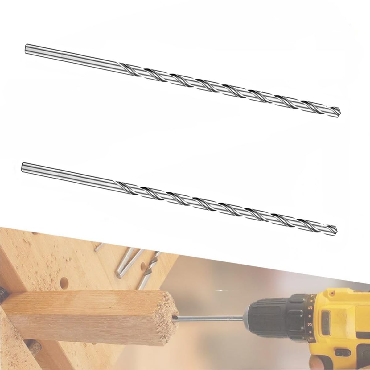 2 PCS 250MM X 6MM Extra Long Hss Drill Bit Set,Twist Drill Bits Straight Shank Tool Drill Bit (6MM)