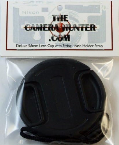Premium 58mm Center Pinch Lens Cap with String Holder Keeper Strap for Digital Cameras and Video Camcorders
