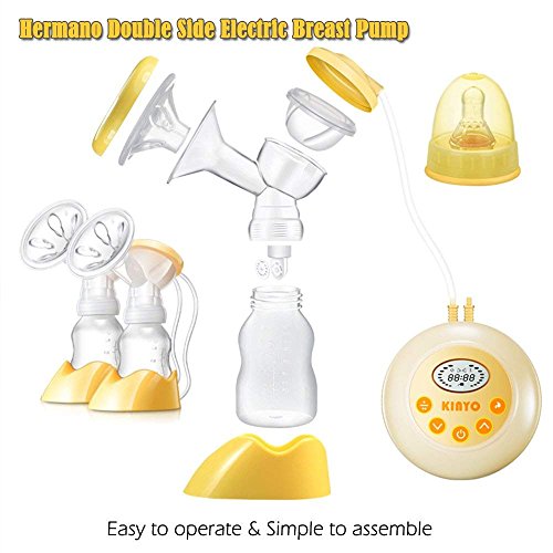 Hermano KINYO Double Electric Breast Pump Portable Breastfeeding Milk Pump with LCD Screen Automatic Massage Function Bpa Free