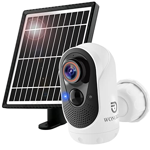 WONGKUO Wireless Security Outdoor Camera with Solar Panel 170° Wide