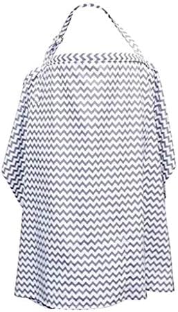 Uscharm Nursing Cover with Sewn in Burp Cloth for Breastfeeding Infants, Free Matching Pouch Apron Cover Up for Breast Feeding Babies, Covers Up Newborns in Public (Grey, Wavy Pattern)