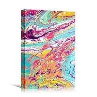 Canvas Wall Art Liquid Abstract Colorful Decorative Elements Mixed Media Multicolor Swirly - 12x18 inches