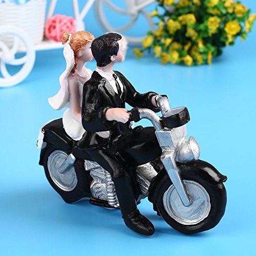 KICODE BigFamily Cake Topper Motorcycle Wedding Romantic for Wedding Engagement Bridal Shower Wedding Resin 5" X 4" X 4 - Thumbnail 4