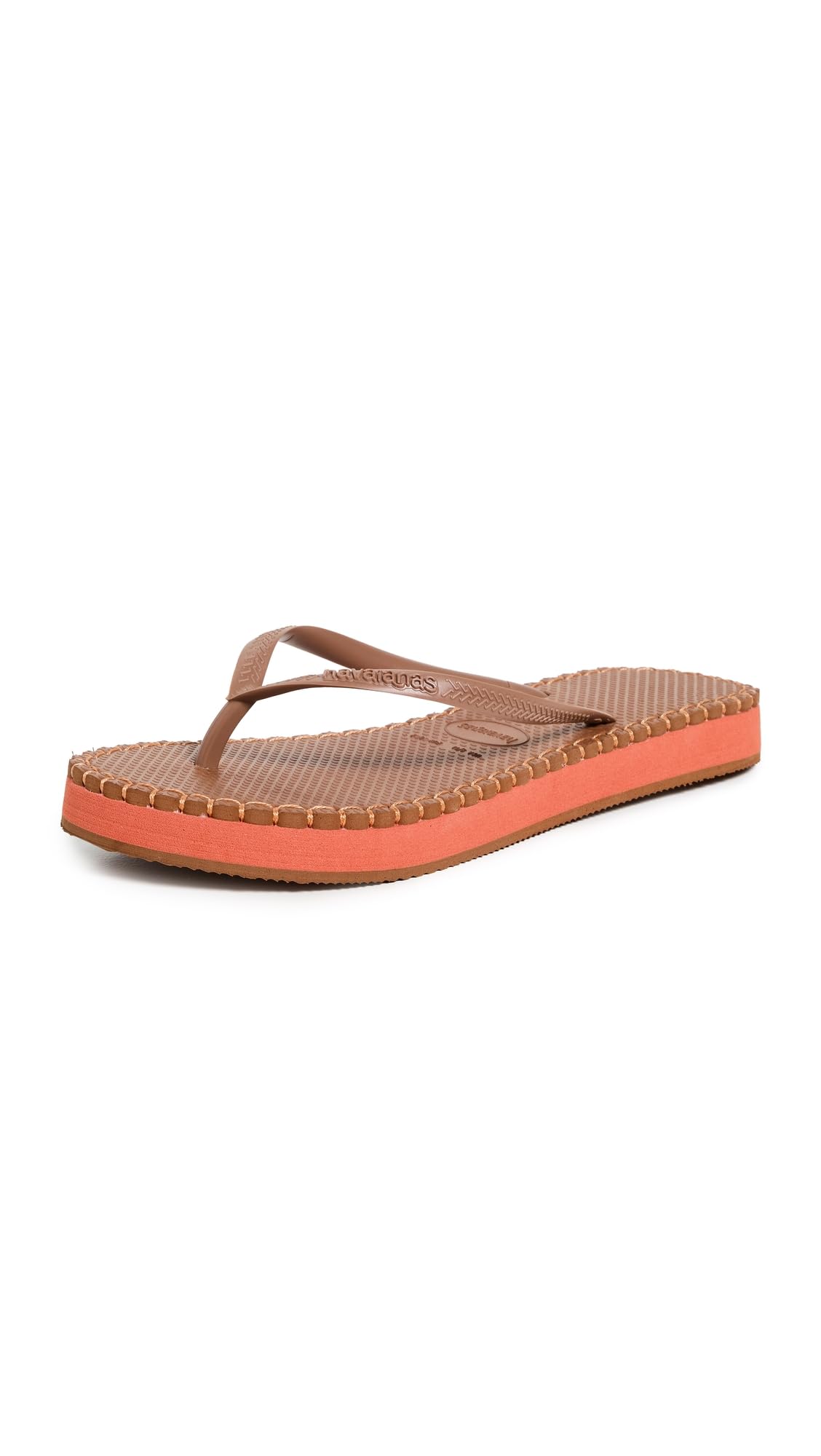 Women's Slim Flatform Loop Flip Flops Rust Image