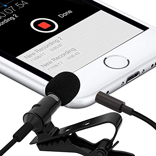 EVISTR M1 Lavalier Lapel Microphone Portable External MIC Audio Recording Accessory for Digital Voice Recorders Smart Phones Camera Laptop