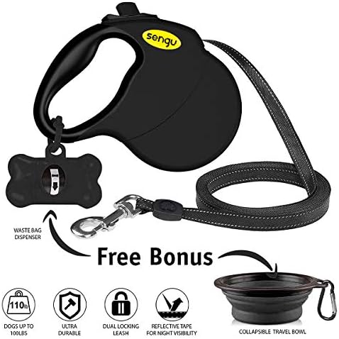 Retractable Dog Leash, 16 ft Nylon Dog Walking Leashes for Small Medium Large Dogs up to 110lbs, One Button Break & Lock, Tangle Free