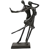 Bitopbi Romantic Couple Iron Sculpture Anniversary Wedding Engagement Figurine Romance Statue for Love Sweethearts Metal Statuette (1# Dance)
