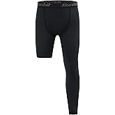 Runhit Boy's Basketball One Leg Compression Tights Full Length Single Leg Compression Pants Sports Base Layer Underwear