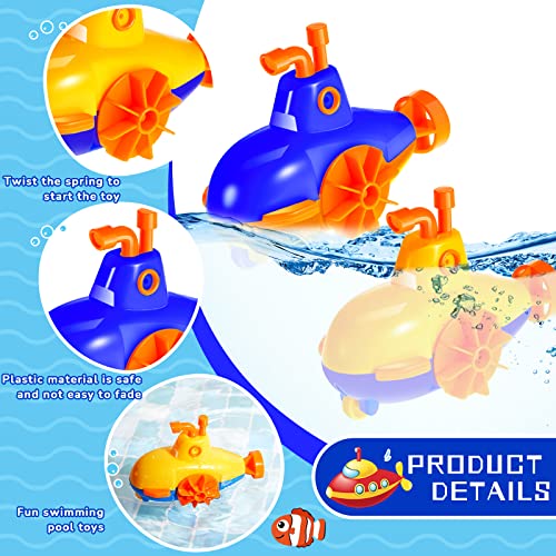 4 Pieces Diver Toys Set Swimming Windup Bathtub Toys for Kids Floating Submarine Toys Fun Wind