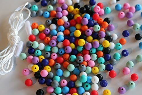 Aishine 250 PCS with 2 Rope Silicone 9MM Bead Kit | Chewing Beads/Nursing/Sensory Jewelry diy Necklace Bracelet for Moms