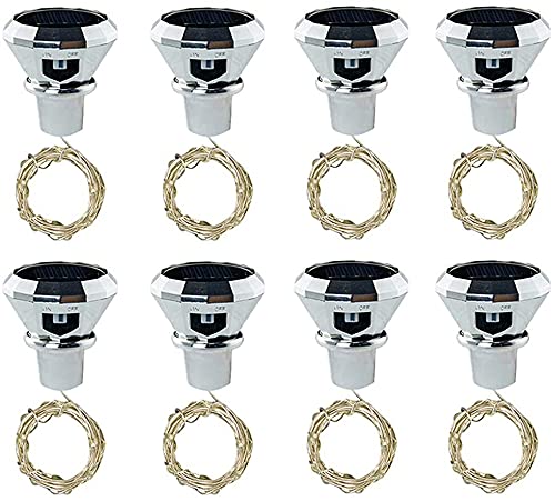 Toifucos Solar Wine Bottle Cork String Lights - 8 Pack 20 LEDs Diamond Fairy Waterproof for Wedding, Holiday, Garden, Patio, Pathway and Outdoor Decor (Multicolor)