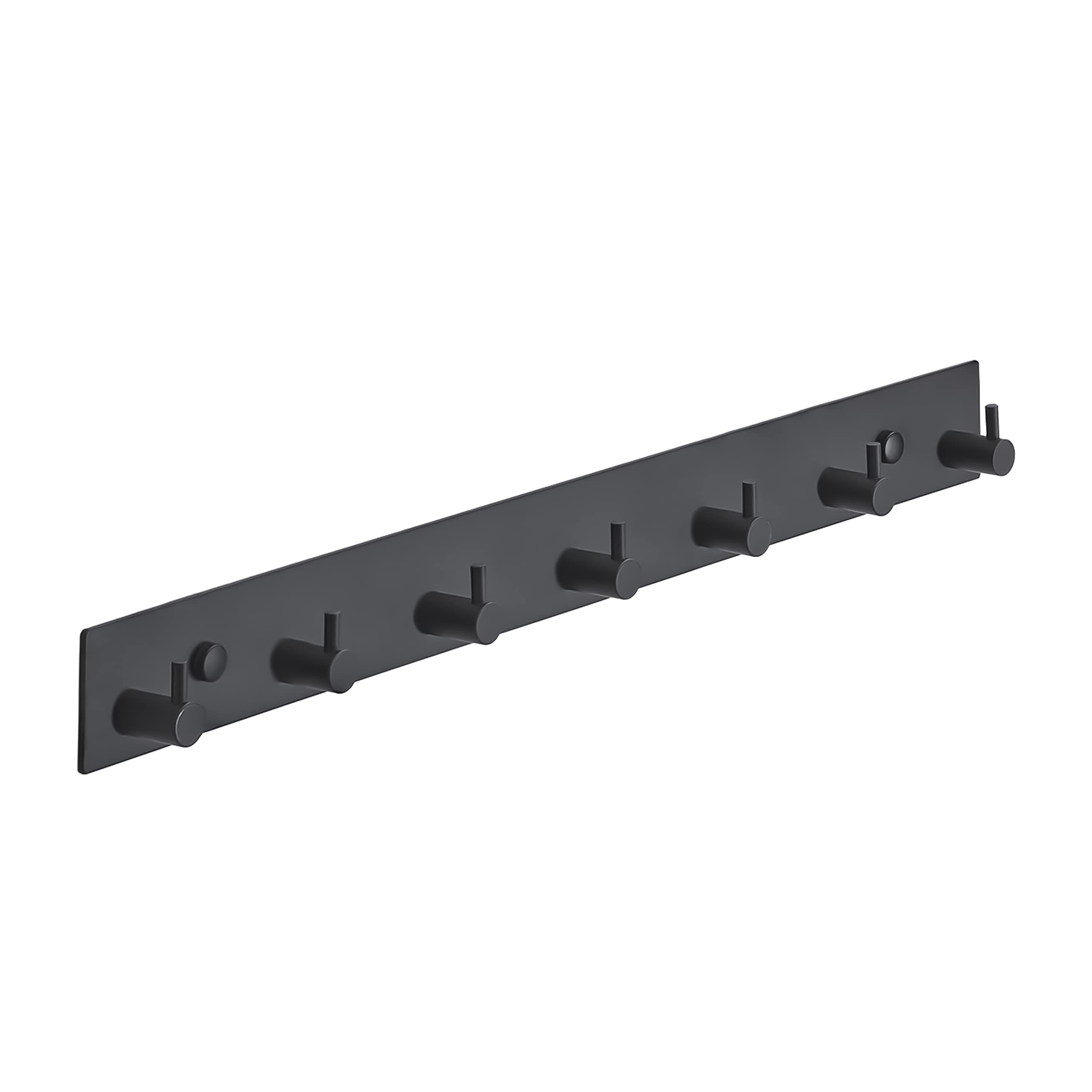 Brute Strength - Coat Rack - 7 Hooks - 46 cm - Stainless Steel - Door Hook for Kitchen, Hook Rail Black, wall Coat Rack, Bathroom, Living Room and Hallway for hat Scarves Handbags, Towel Hooks