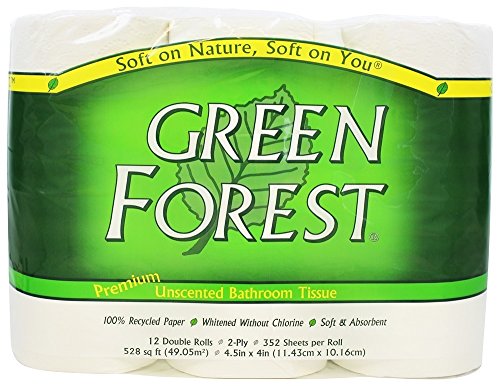 Green Forest Bath Tissue, Double Roll, 2-Ply, 12 Rolls