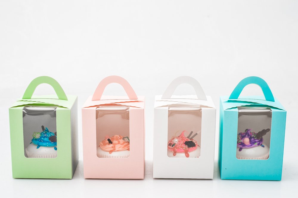 YoTruth Pink Single Tall Cupcake Boxes with Window 12 Pcs