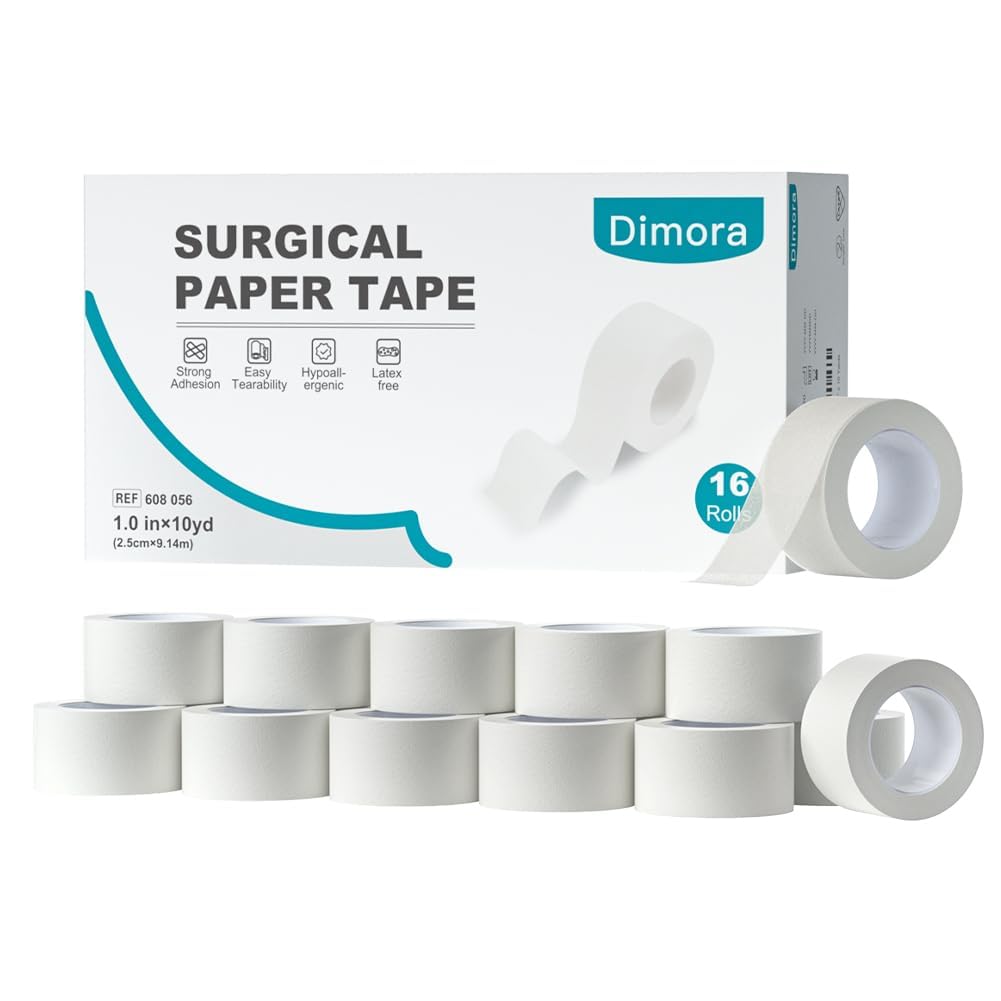 Dimora Paper Medical Tape 16 Rolls- Hypoallergenic White Surgical Tape for Sensitive Skin，Breathable First Aid Wound Tape with Pain-Free Removal，Secures Dressing and Medical Devices -1