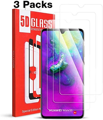 [3 Pack] MEGIVEZ Compatible Huawei Mate 20 Screen Protector, Tempered Glass [Bubble Free] [Case Friendly] Anti Scratch Film for Huawei Mate 20 Phone, Lifetime Replacement Warranty