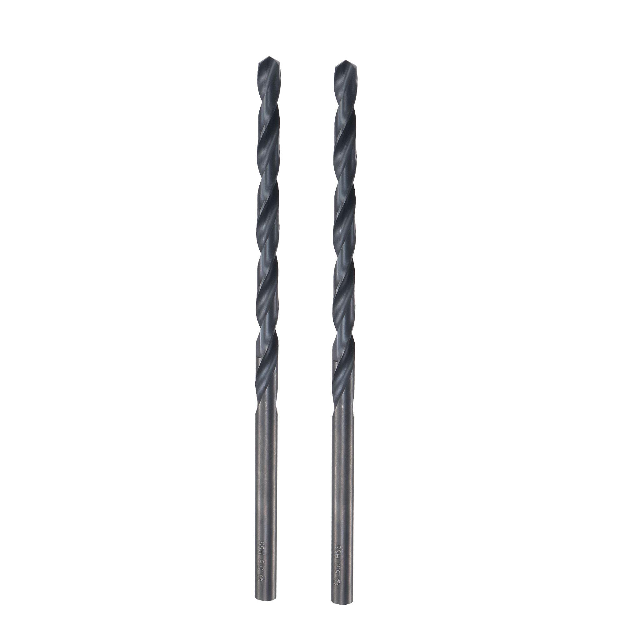 sourcing map High Speed Steel Lengthen Straight Shank Twist Drill Bit Fully Ground Black Oxide 5.8mm Drill Diameter 140mm Total Length 70mm Drill Bit Length 2 Pcs