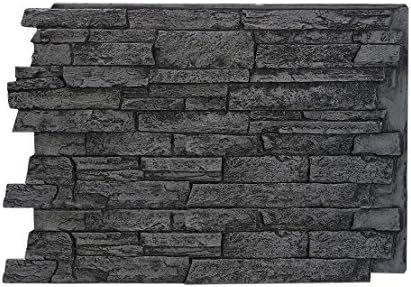 Faux Stone Wall Panel - Wide Stacked Stone Siding - Brighton Charcoal Color (48"W X 36"H X 1½"D)