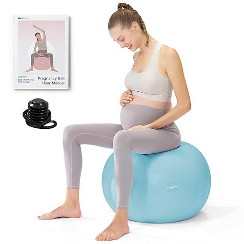 YOTTOY Pregnancy Birthing Ball, 1.8mm Thick Yoga Ball for Prenatal Exercise & Labor Preparation, Includes Pump (Blue, L(58-65CM))