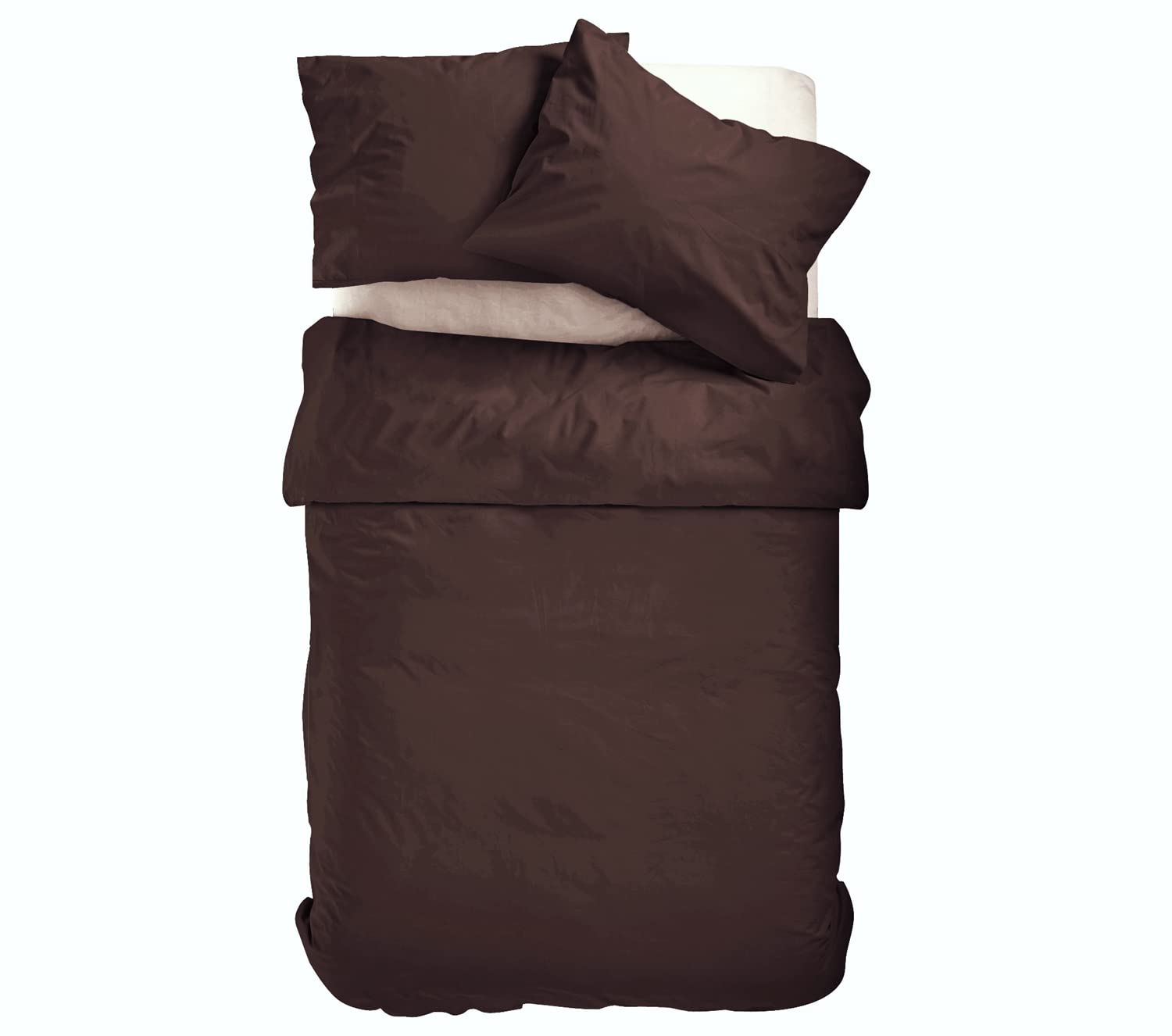 Casalinga Home 100% Super Soft Brushed Microfibre Double Bed Linen Set, Malachite Green, 135x200 cm Duvet Cover + 80x80 cm Pillow Case, Especially Suitable for Allergy Sufferers, Espresso Brown