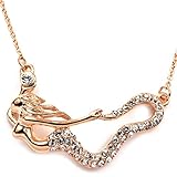 FC JORY Fairytale Rose Gold GP Fairy Mermaid women girl CZ Crystal Pendant Chain Necklace