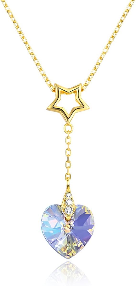 Amazon Aiks ブランド ファッション ネックレス レディース ネックレス ペンダント おしゃれ ハート スワロフスキー アクアマリン ライトブルー おしゃれ ジュエリー 通販