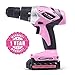 Pink Power PP181LI 18 Volt Lithium-Ion Cordless Electric Drill Driver Kit for Women- Tool Case, Drill Set, Battery & Charger