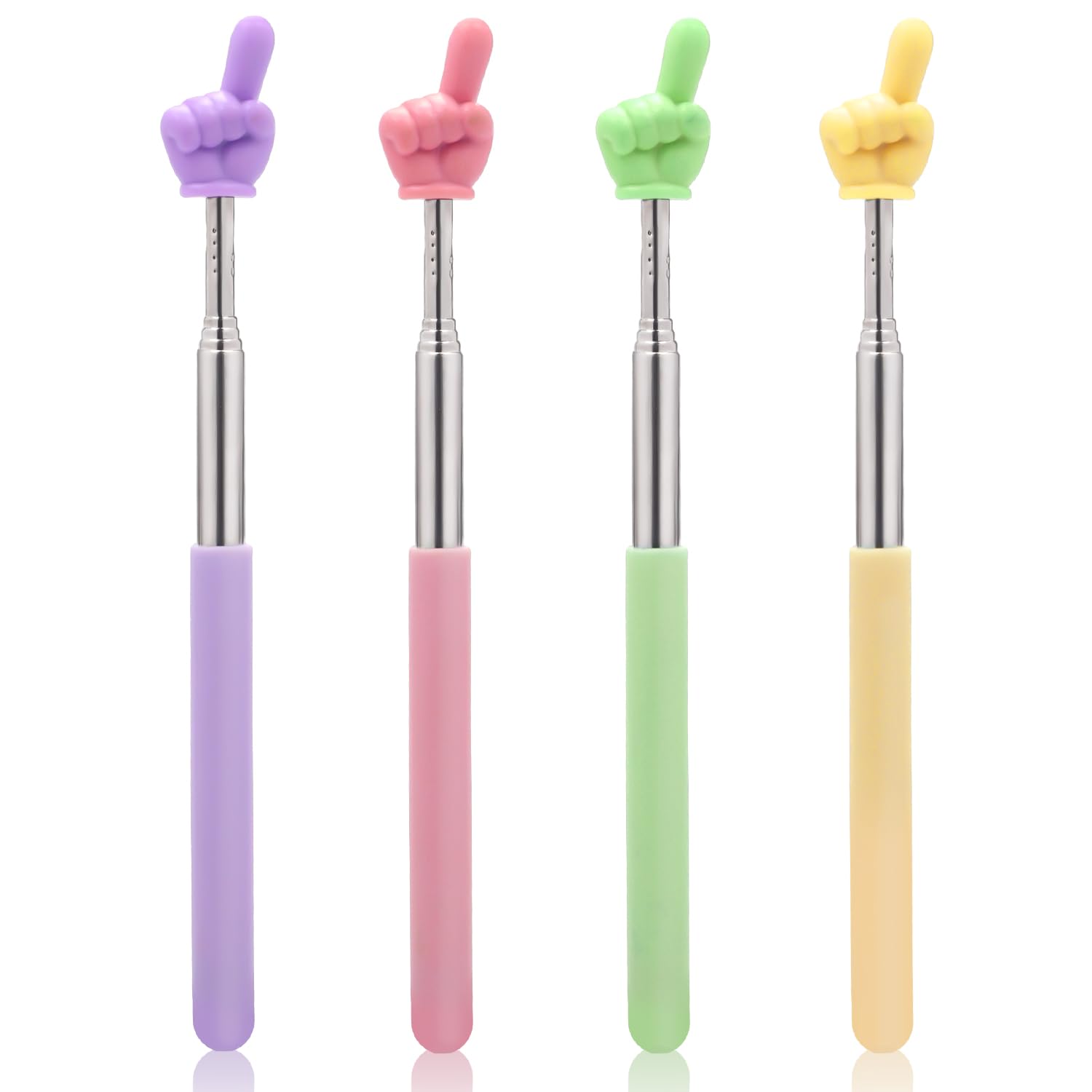 4pcs Telescopic Teachers Pointer Sticks, Retractable Hand Whiteboard Pointer Finger Extendable Pointing Stick for Speakers Presentation Classroom Office (4 Colors)