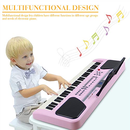 MBQMBSS 61 Key Electronic Keyboard Piano Electric Piano Potable Electric Piano Keyboard Beginner Electric Piano Learning with Microphone&USB Cable&Music Stand for Kids Teens