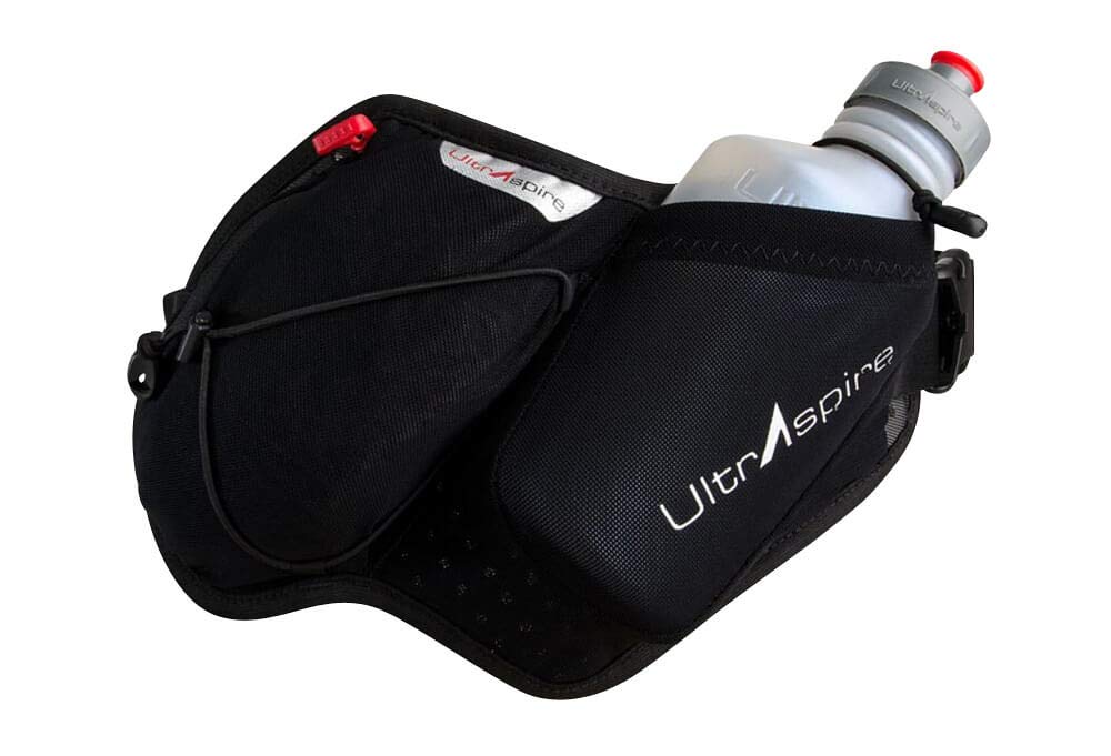 UltrAspire Essential Bottle Pack Hydration Belt - Pitch Black, Universal (Waist Size: 28″-40″)