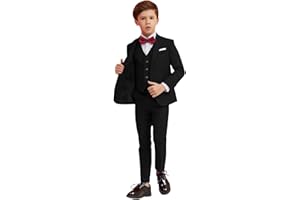 YAVAKOOR Boy Suits 5 Piece Slim Fit Suit for Kids Toddler Formal Set Wedding Ring Bearer Outfit